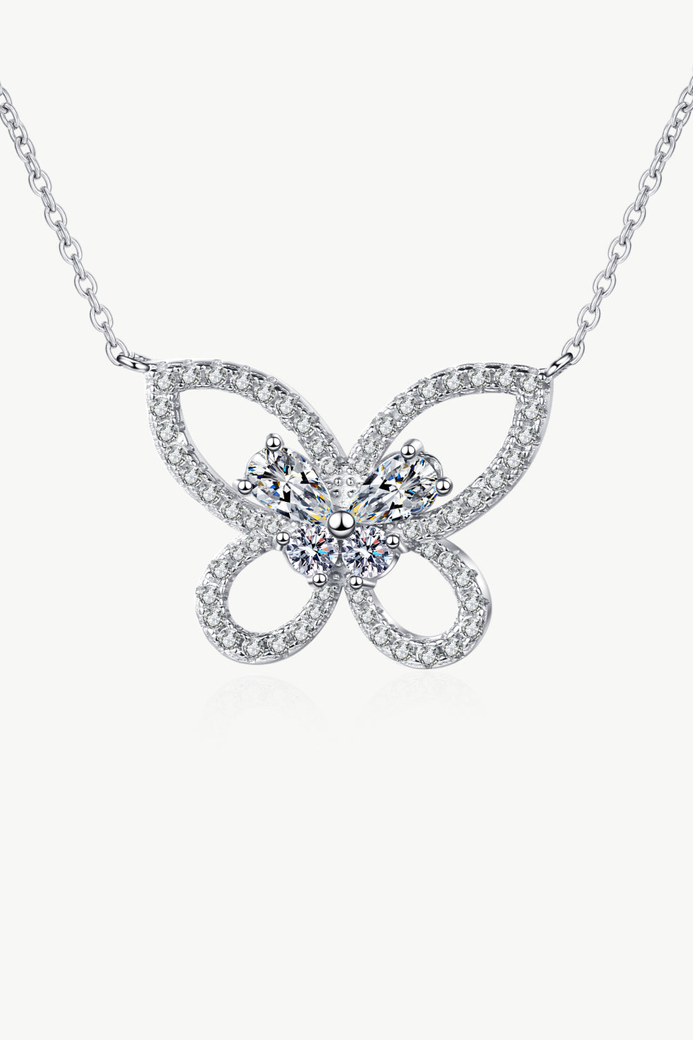 Moissanite Butterfly Pendant Necklace 