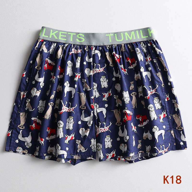 Men's Printed Boxer Shorts Loose Shorts Home Boxer Briefs Cotton 