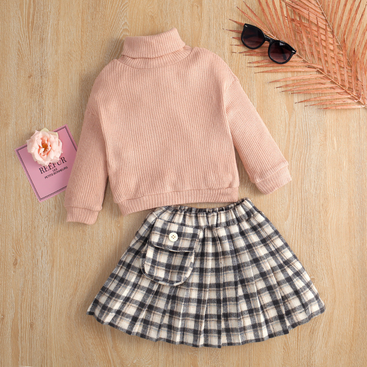 Girls' Turtleneck Long Sleeve Knitted Sweater