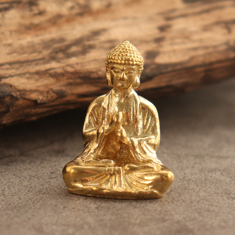 Brass Bright Color Shakyamuni Buddha Statue Keychain Pendant