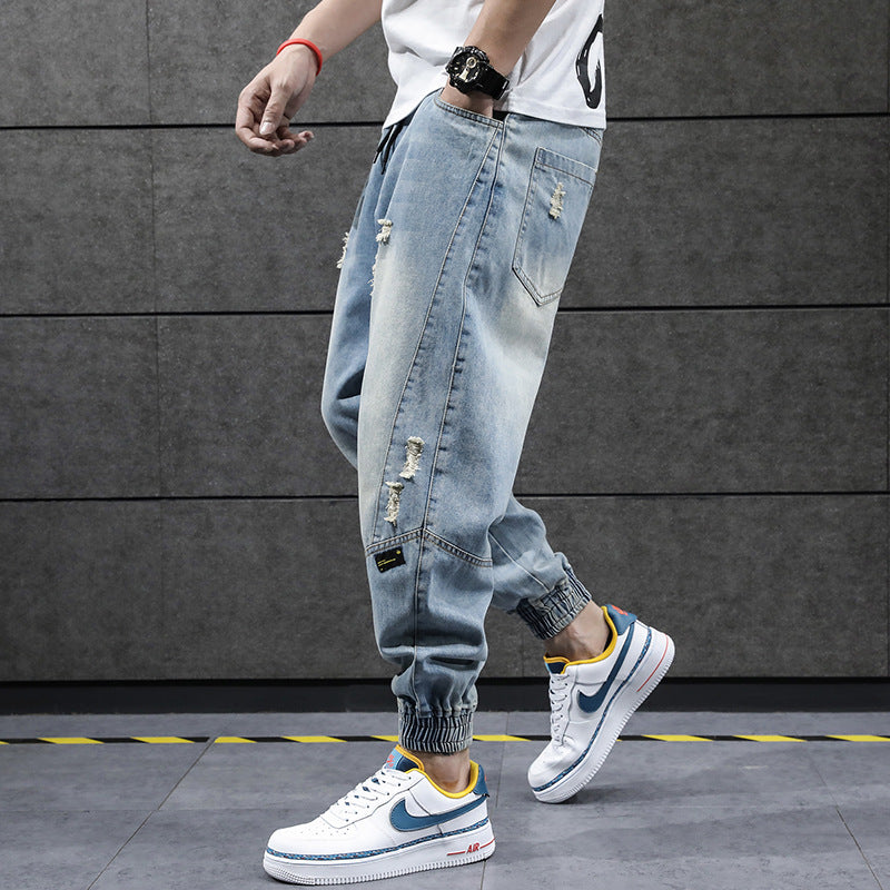 Men's Korean Style Cropped Trousers  Trendy Casual Loose Harem Pants