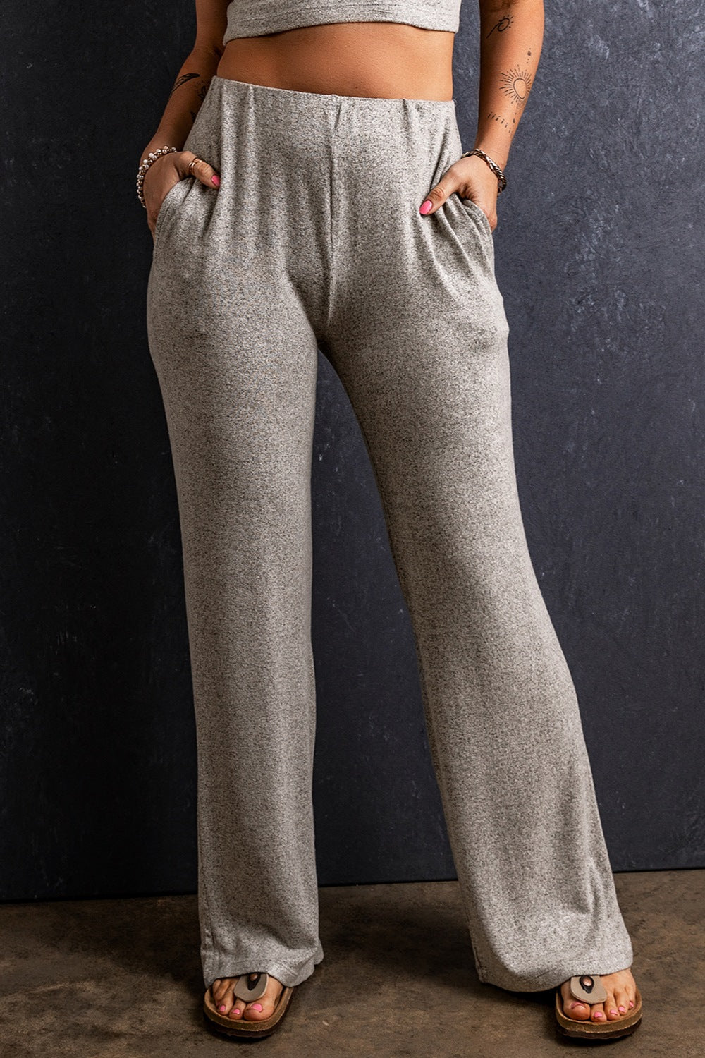 Pocketed High Waist Wide Leg Pants - Babbazon New Products