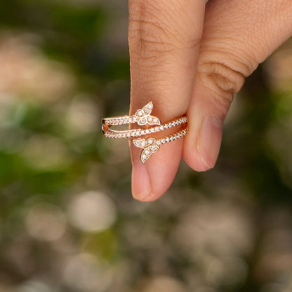 925 Sterling Silver Inlaid Zircon Butterfly Ring 