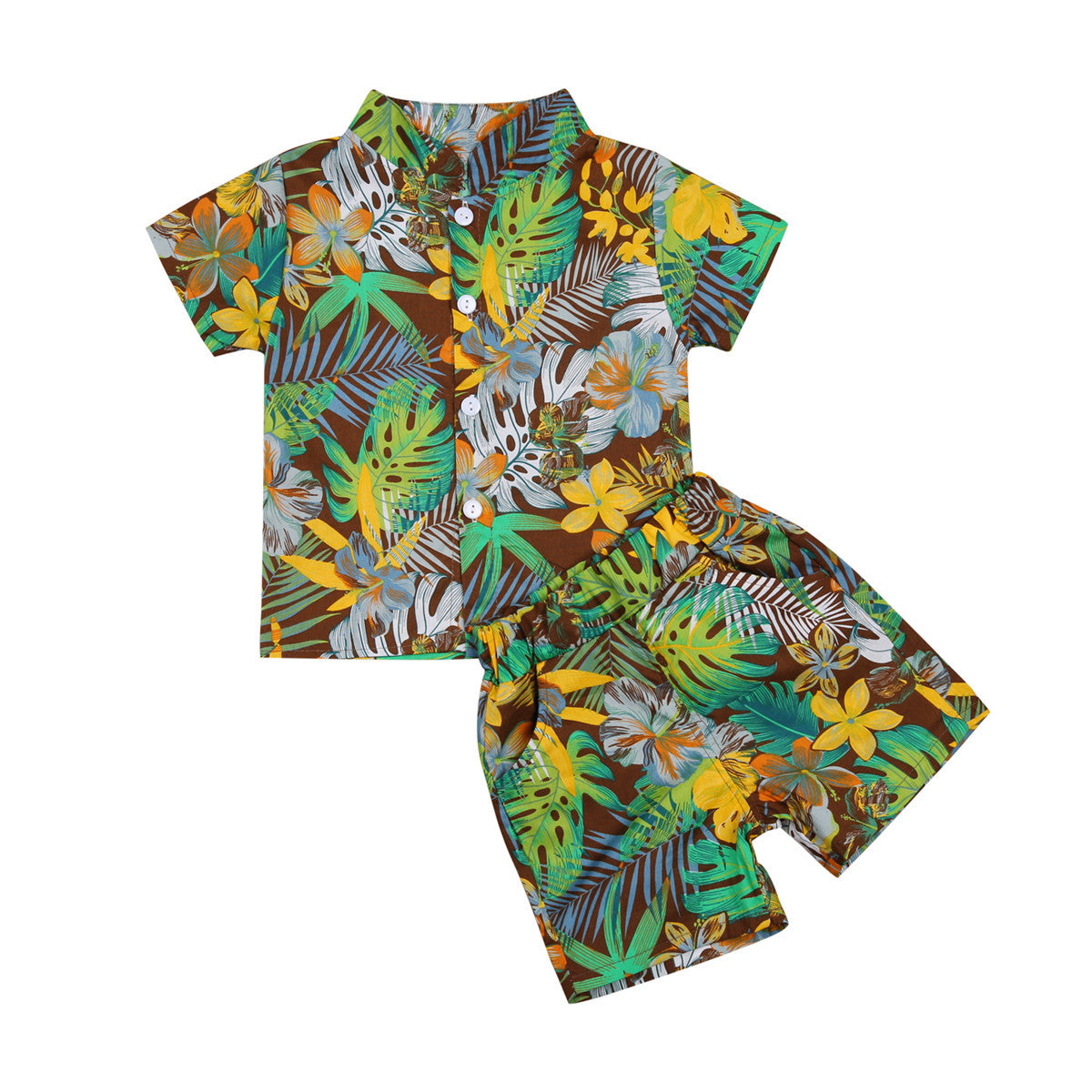 Creative Print Boys Summer Short-sleeved Shirt Suit