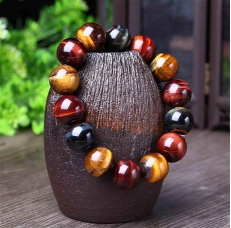 Tiger Eye Natural Crystal Stone Buddha Bead Bracelet