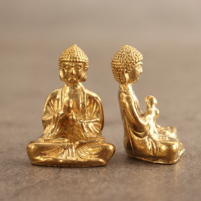 Brass Bright Color Shakyamuni Buddha Statue Keychain Pendant