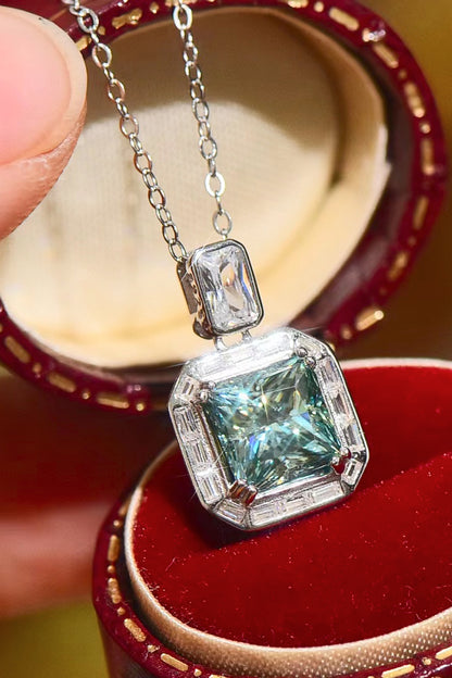 2 Carat Moissanite Square Pendant Necklace 