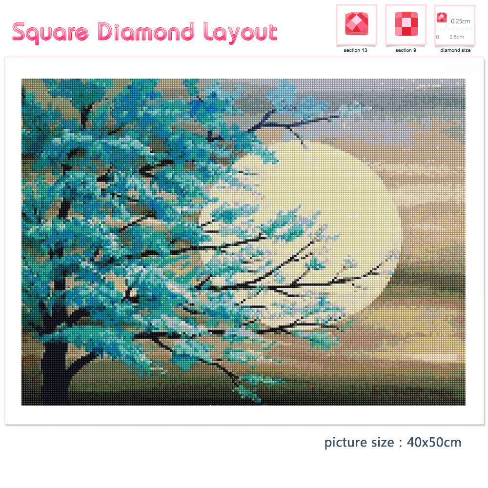 Moon Landscape Embroidery Mosaic Tree Landscape Home Decoration Diamond Art