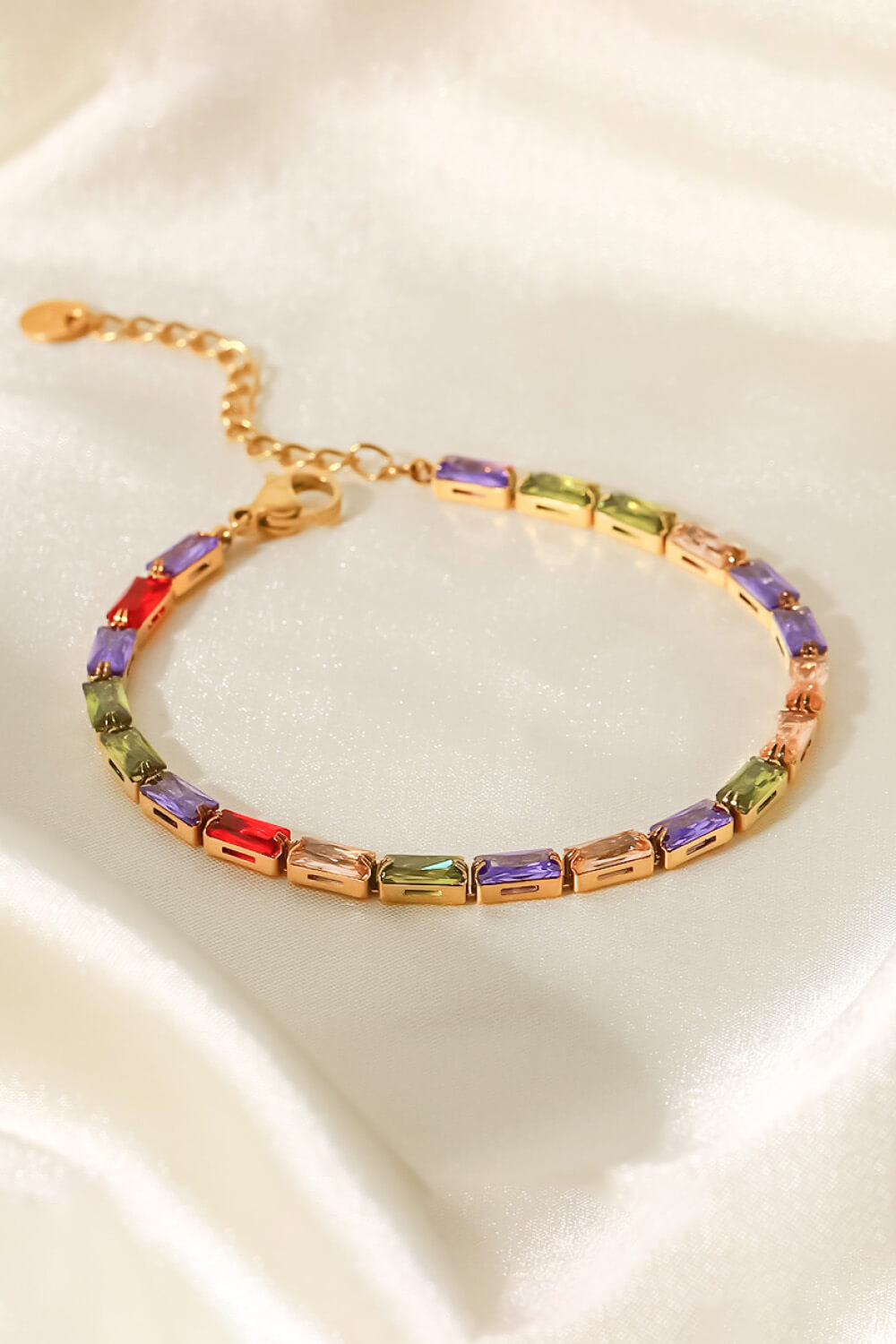 18K Gold Plated Multicolored Cubic Zirconia Bracelet 