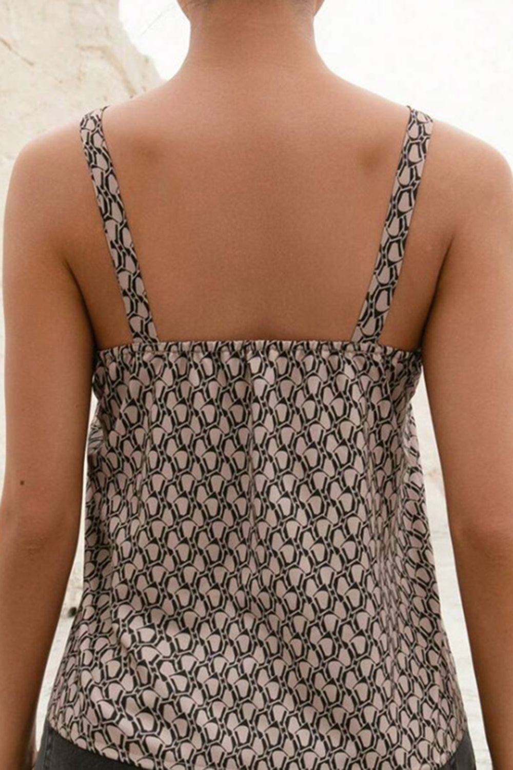 Decorative Buckle Printed Notched Tank