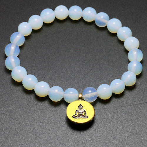 Alloy Buddha Lotus Onyx Bead Bracelet