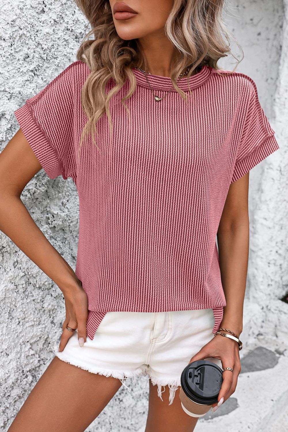 Striped Round Neck Short Sleeve T-Shirt - Babbazon New Products