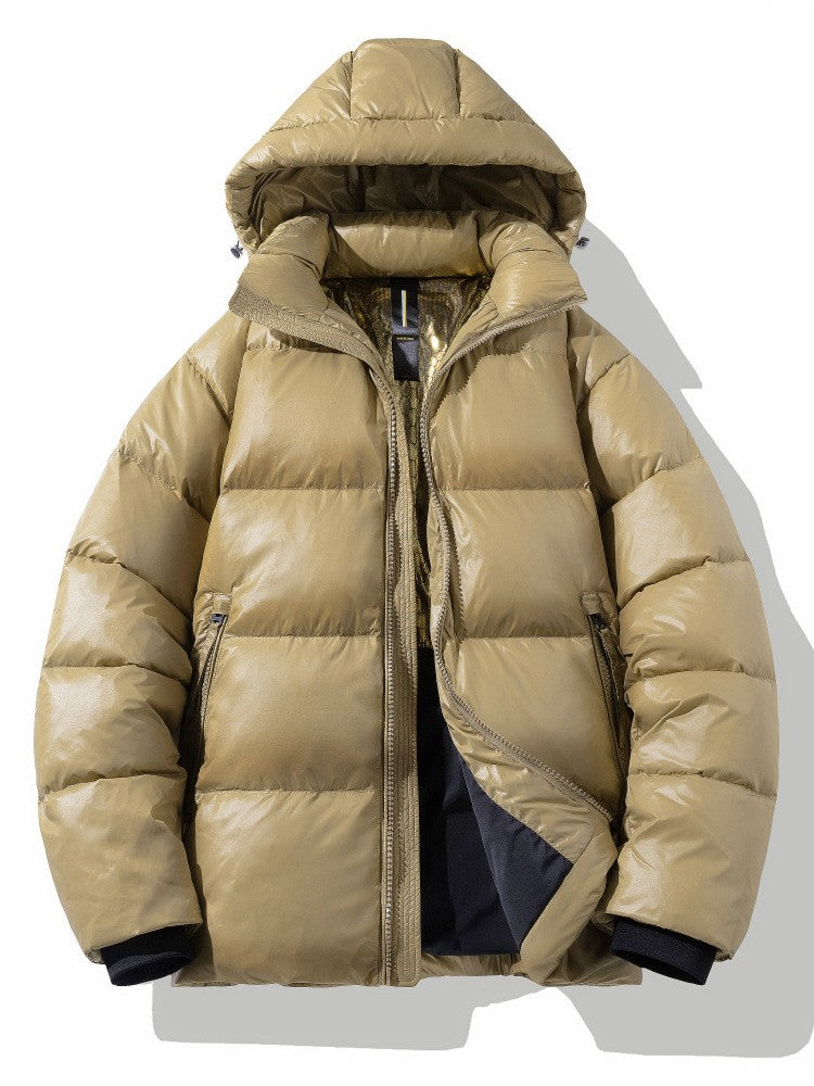 Short Glossy Down Jacket Thick White Duck Down 