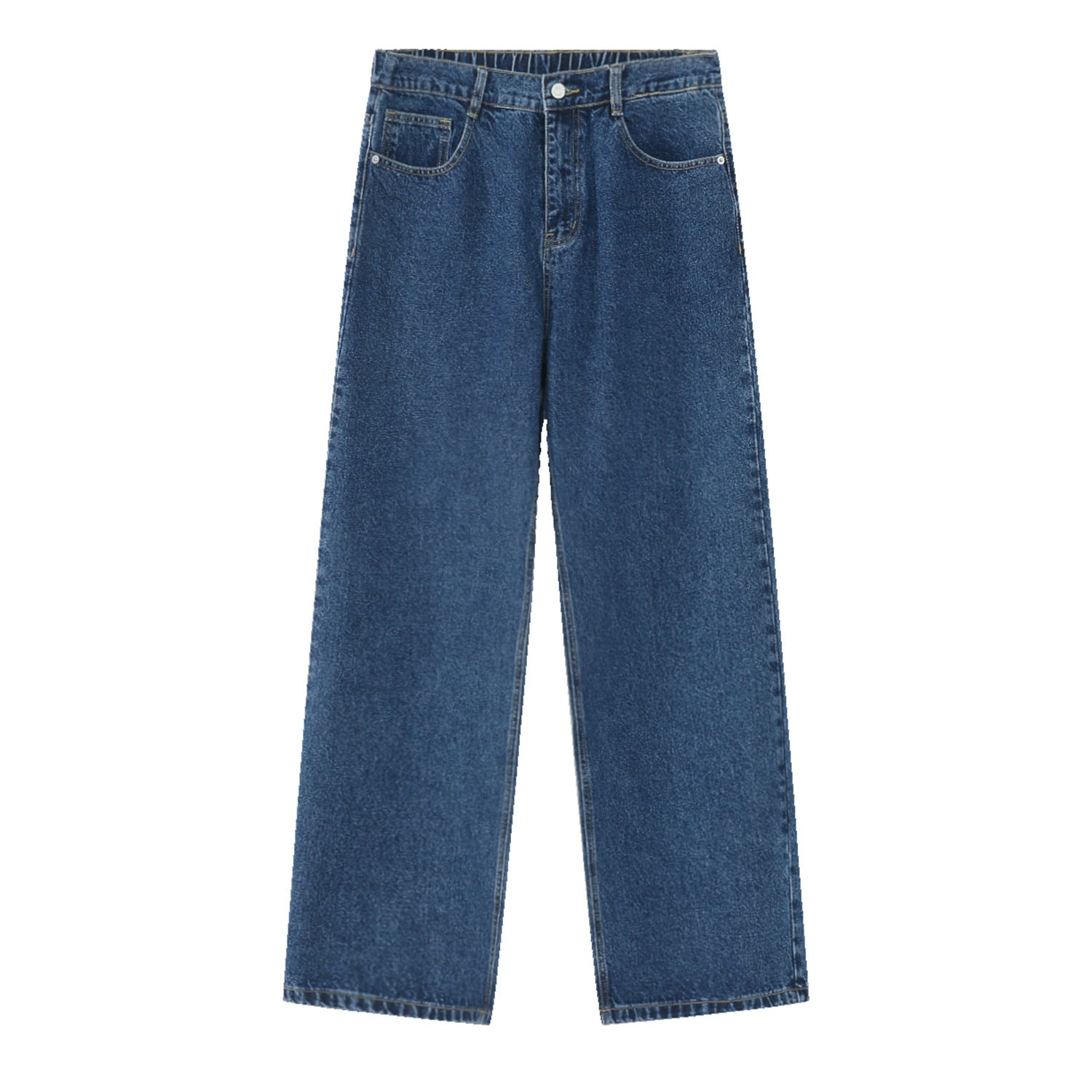 Korean Style Loose Elastic Waist Straight Casual Jeans Men