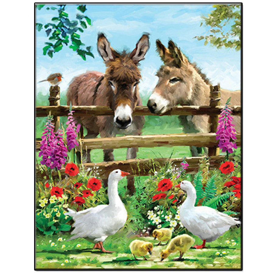 DIY Farm Animal Landscape Diamond Painting Chicken Duck Donkey