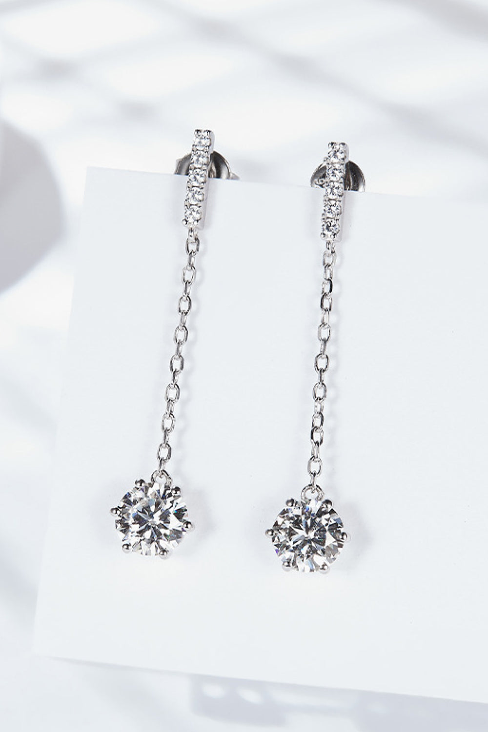 6-Prong Round Moissanite Drop Earrings 