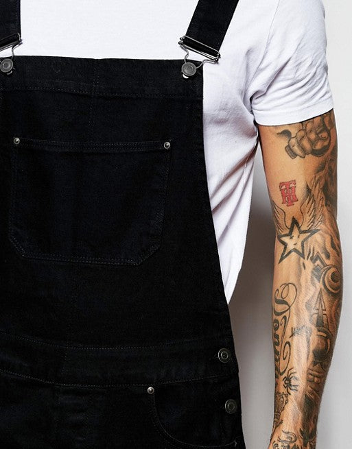 Fashionable men's suspender denim rompers