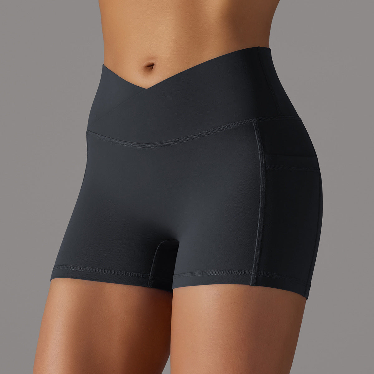 Yoga Shorts With Phone Pocket Design Fitness Sports Pants For Women Clothing 