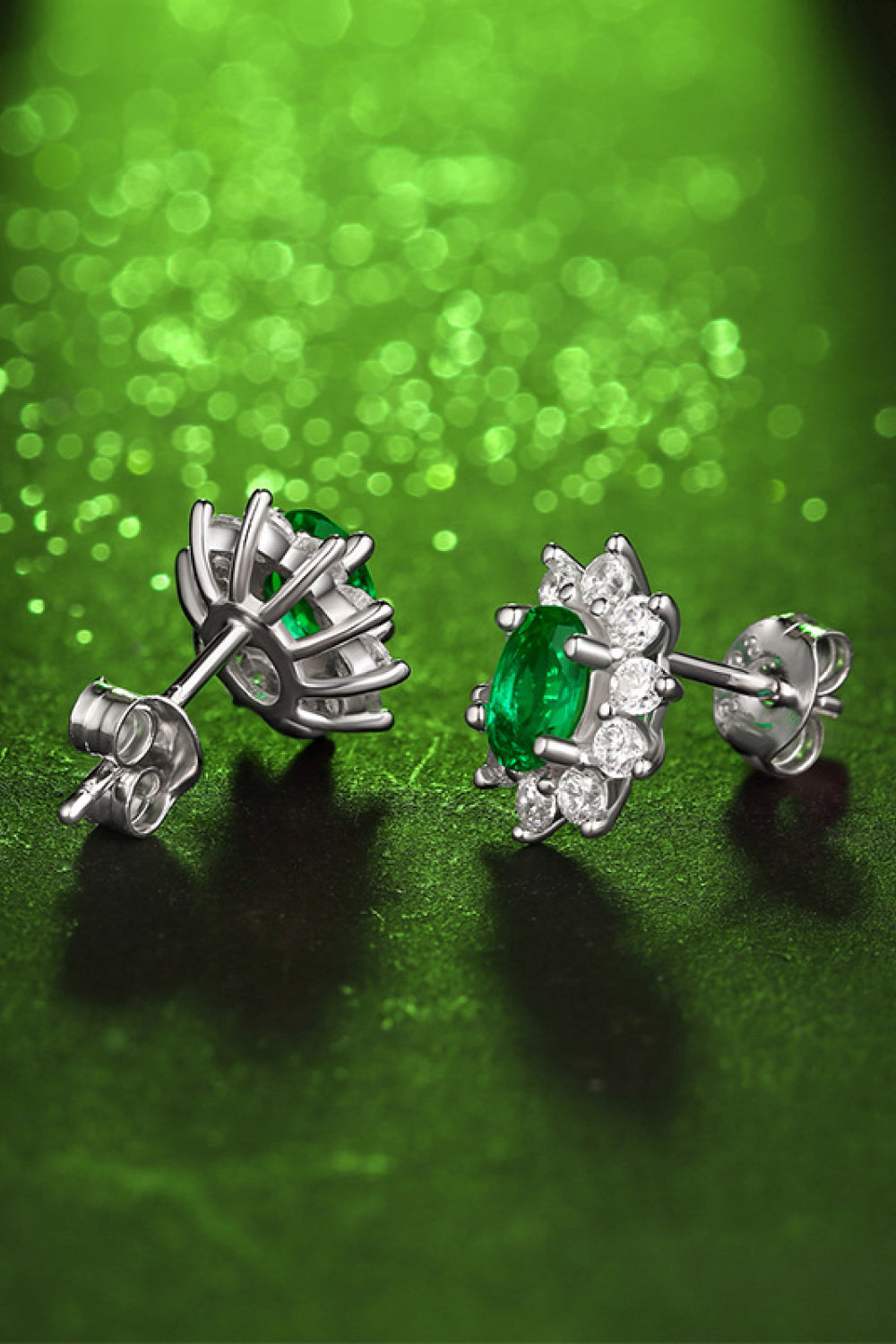 1 Carat Lab-Grown Emerald Stud Earrings 