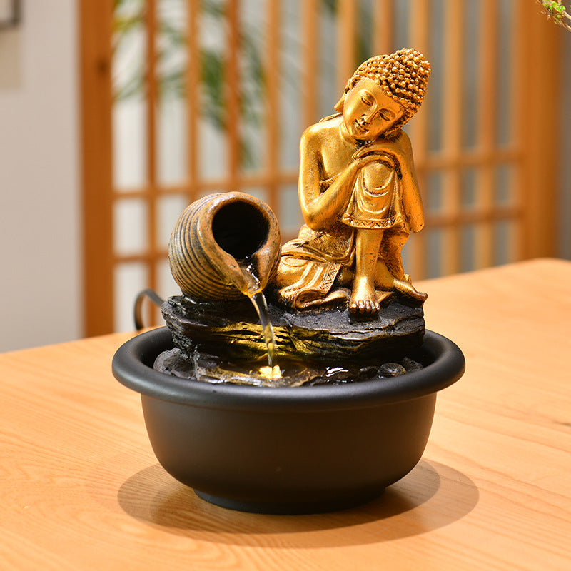 Small Desktop Buddha Statue Make A Fortune As Endless As Flowing Water Ornaments