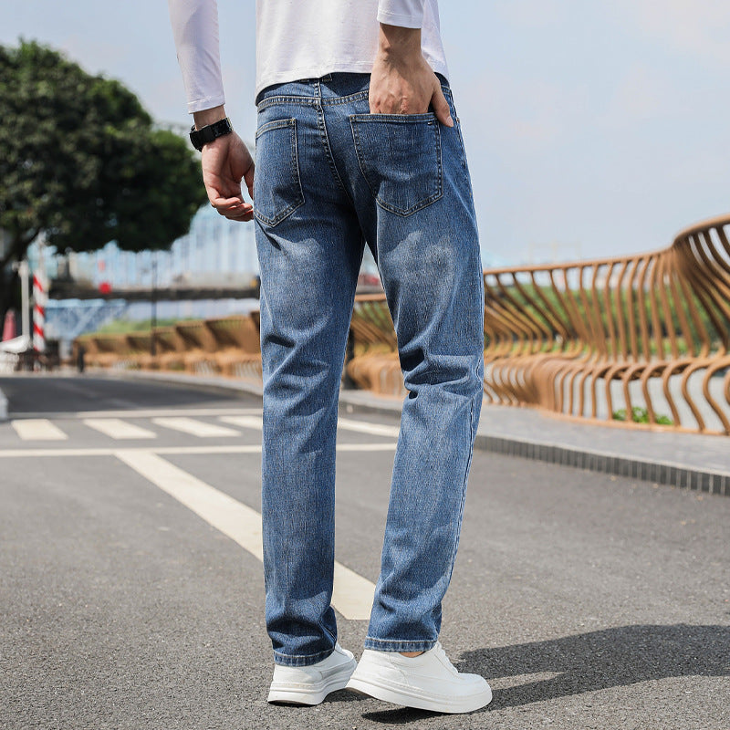 Soft And Comfortable Straight Stretch Jeans