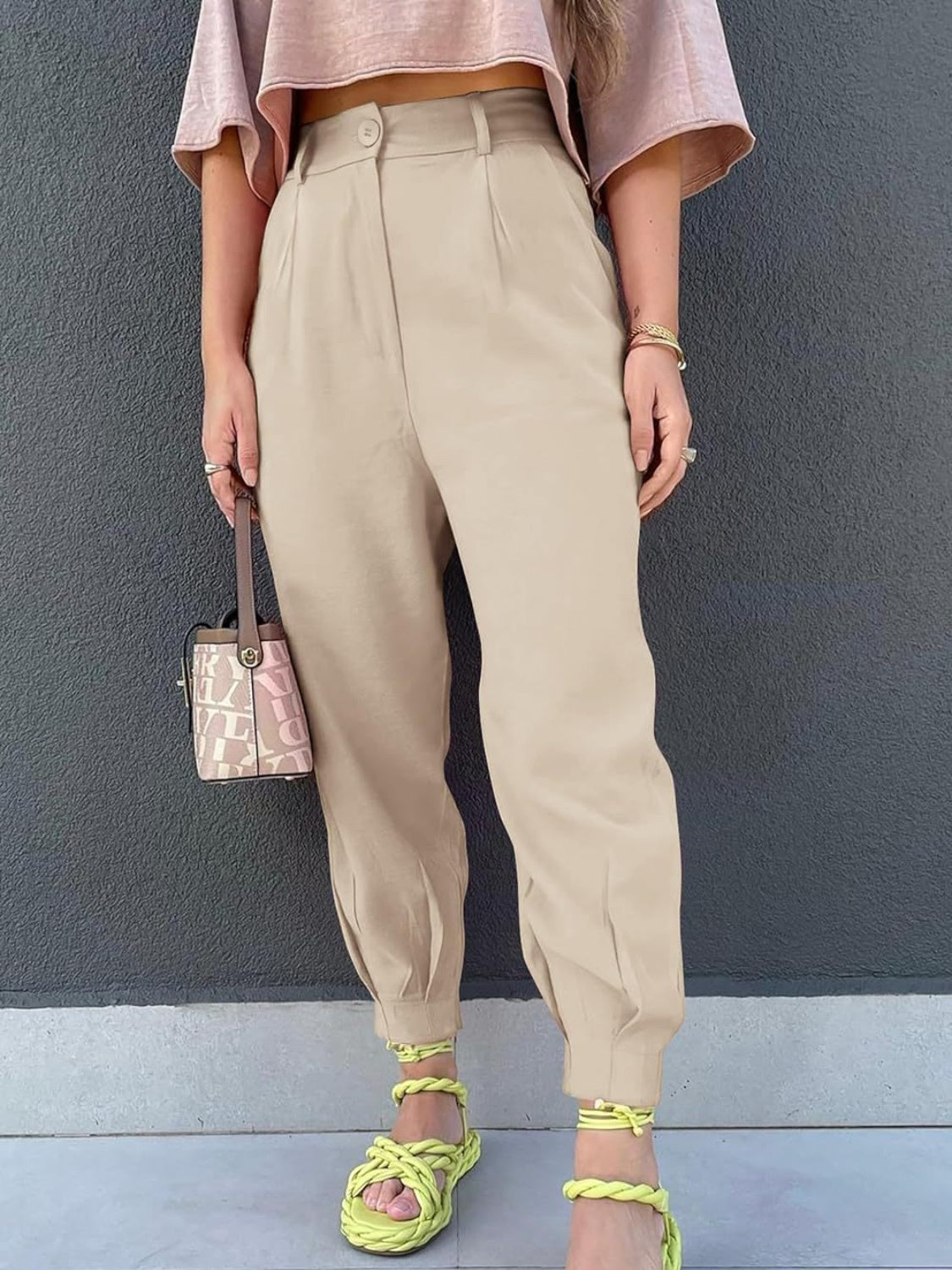 High Waist Cropped Pants 