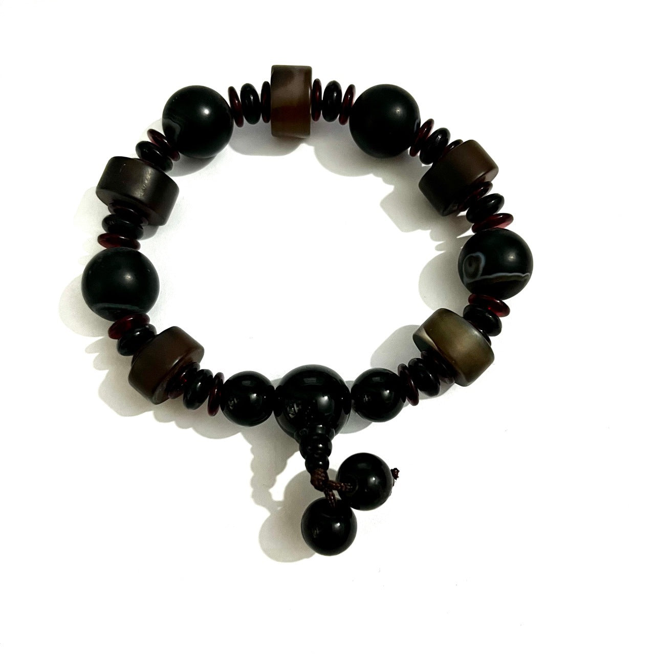 Men's Agate Hand String Old Agate Hand String Agate Bracelet With Buddha Head