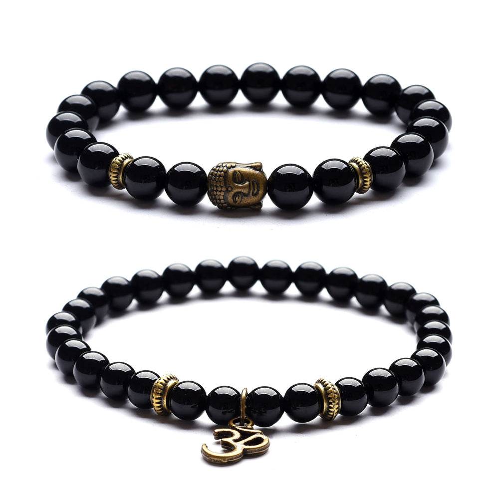 Male And Female Pictorial Stone Buddha Head Bracelet