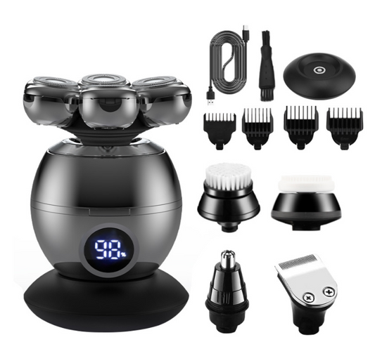 Men's Electric Shaver Floating Head  USB Charging Dock LCD Waterproof Portable Nose Hair Trimmer Bald Razor Machine Shaving