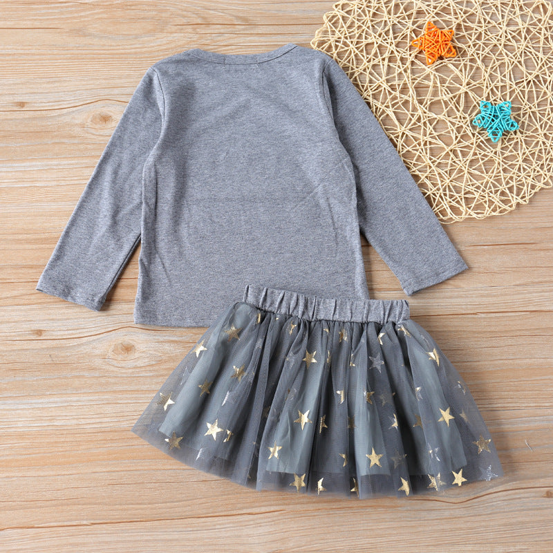 Fashion Cartoon Cute Blouse And Skirt Children's Suit