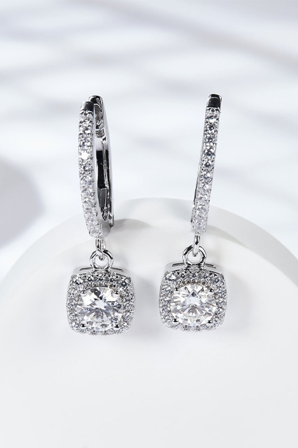 Adored Moissanite Huggie Drop Earrings 