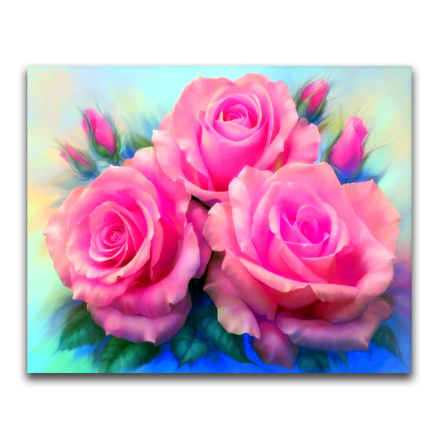 Diamond Embroidery Color Flowers Rhinestone Handmade Home Decoration Painting