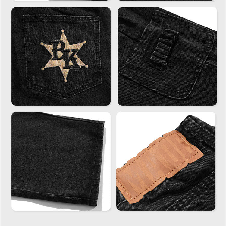 Western Revolver Embroidered Denim Trousers Men's