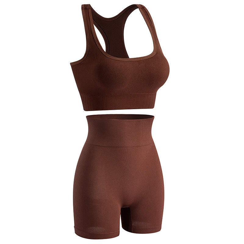 Women's Wireless Sports Yoga Bra And Shorts Suit 