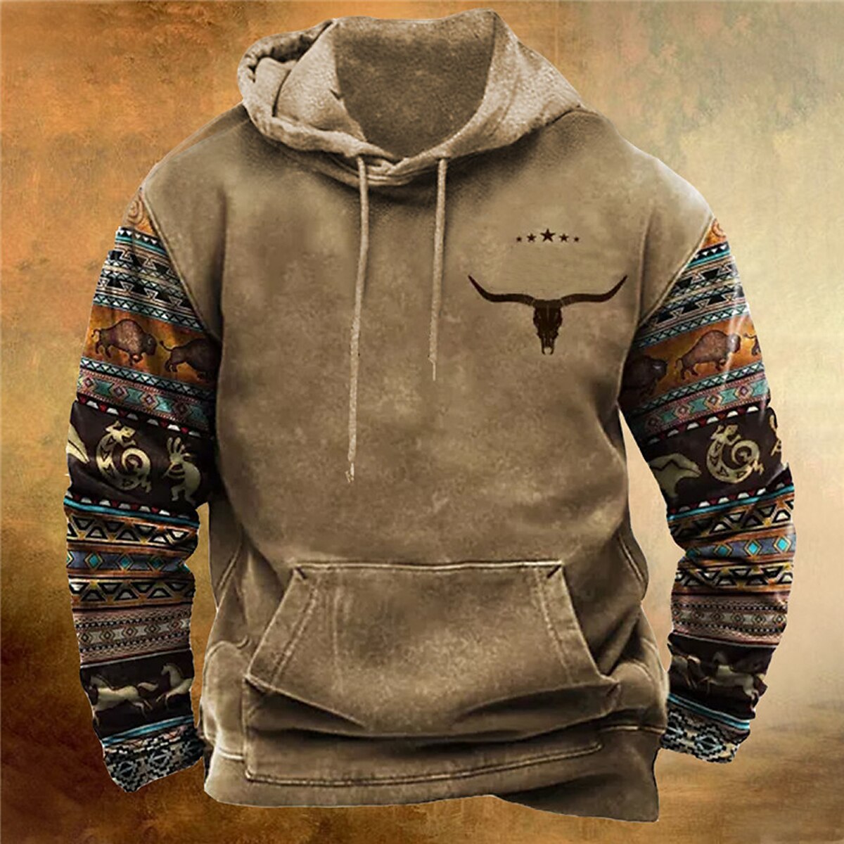 Men's Pullover Hoodie Bohemian Style