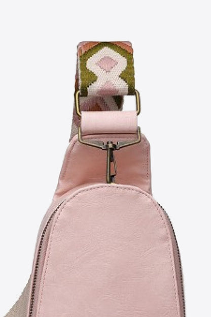 Random Pattern Adjustable Strap PU Leather Sling Bag 