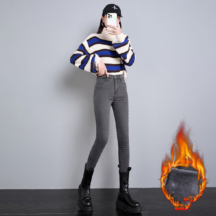 Add Velvet Jeans Female Thin Autumn And Winter To Keep Warm