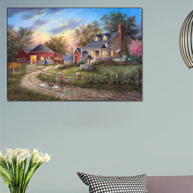 DIY Stone Painting Landscape Villa Embroidery Diamond Painting Full Radius Diamond