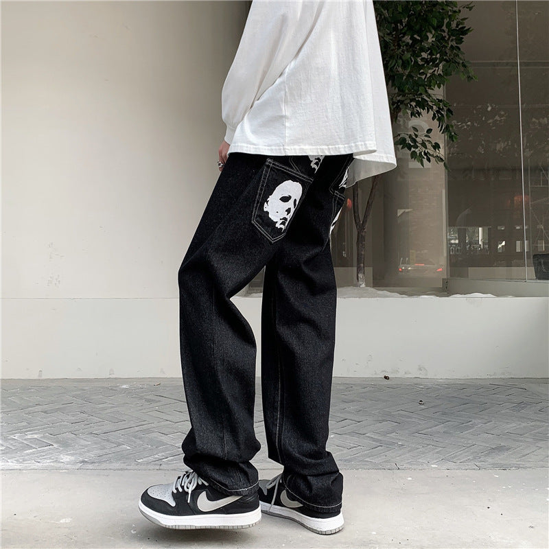 Vintage Hip-hop Printed Loose Straight Jeans