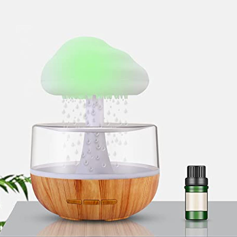 2-in-1 Desk Humidifier Rain Cloud Aromatherapy Essential Oil Zen Diffuser & Raining Cloud Night Light Mushroom Lamp