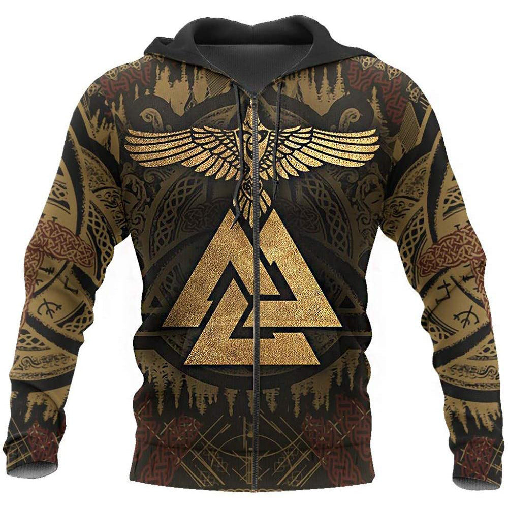 Sweaters Menswear 3d Printed Zipper Hooded