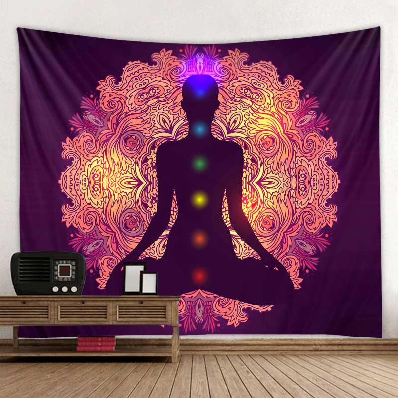 Boho Yoga Meditation Colorful Chakra Decorative Tapestry