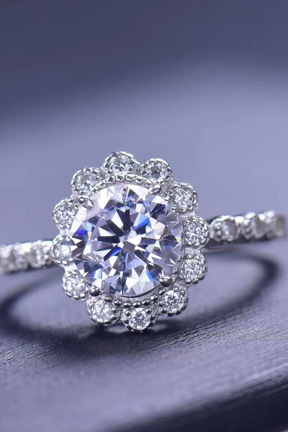 1.5 Carat Moissanite Floral-Shaped Cluster Ring 