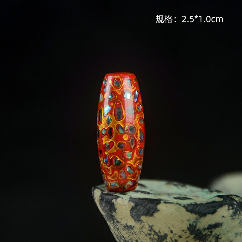 Large Paint Tibet Beads Special-shaped Beads Screw Buddha Beads Fuzhou Lacquerware Handmade Non-heritage