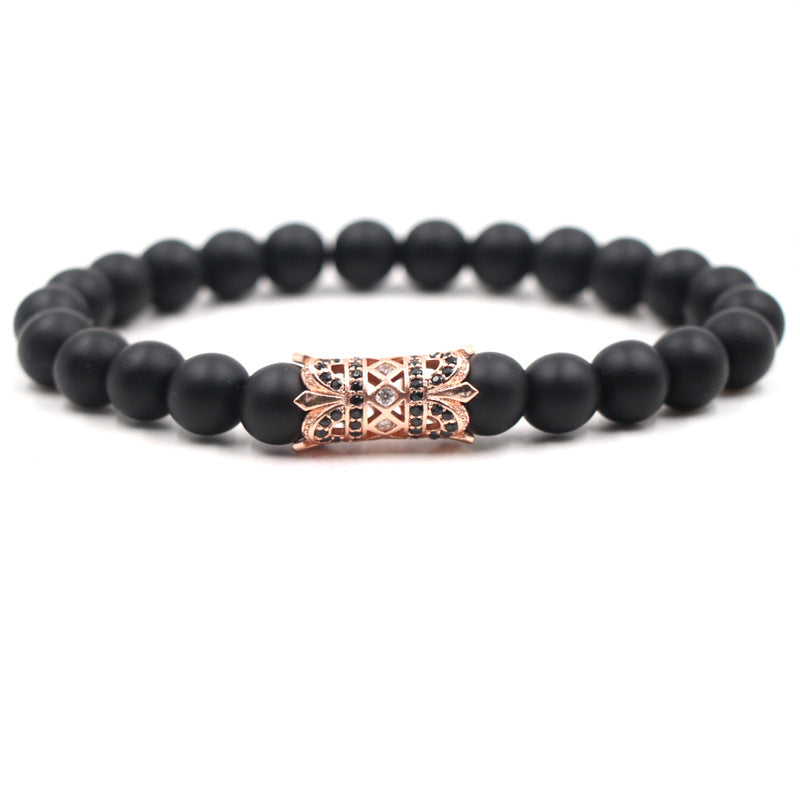 Fashion 8mm Black Frosted Stone Buddha Bead Bracelet