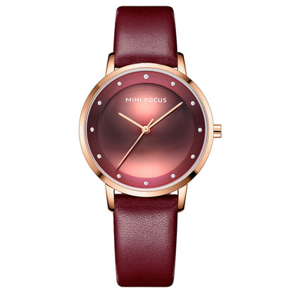 Waterproof Calf-skin Watchband Women's Watch