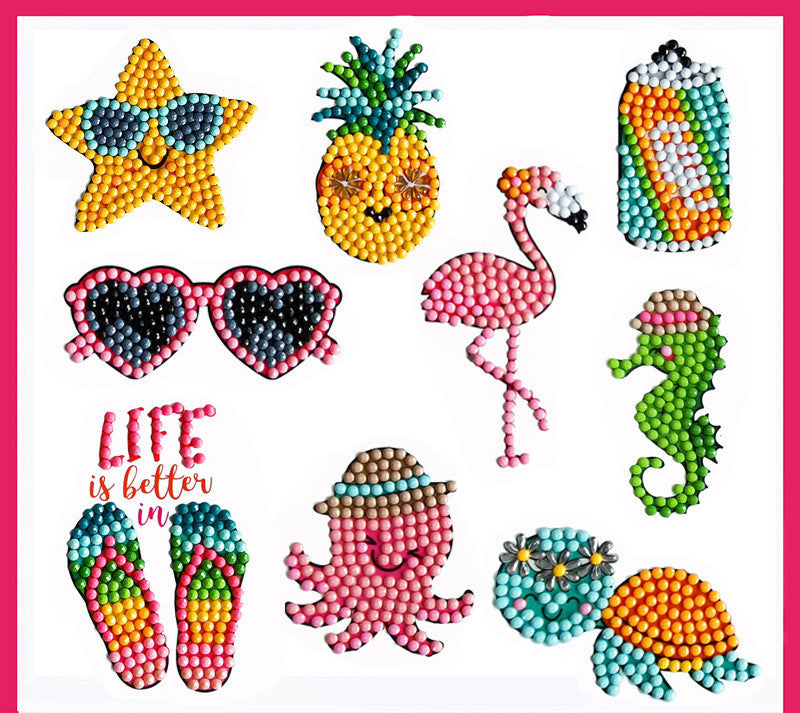 Children's Handmade Diy Diamond Painting Cartoon Animal Fruit Sunglasses Free Stickers Decorative Painting