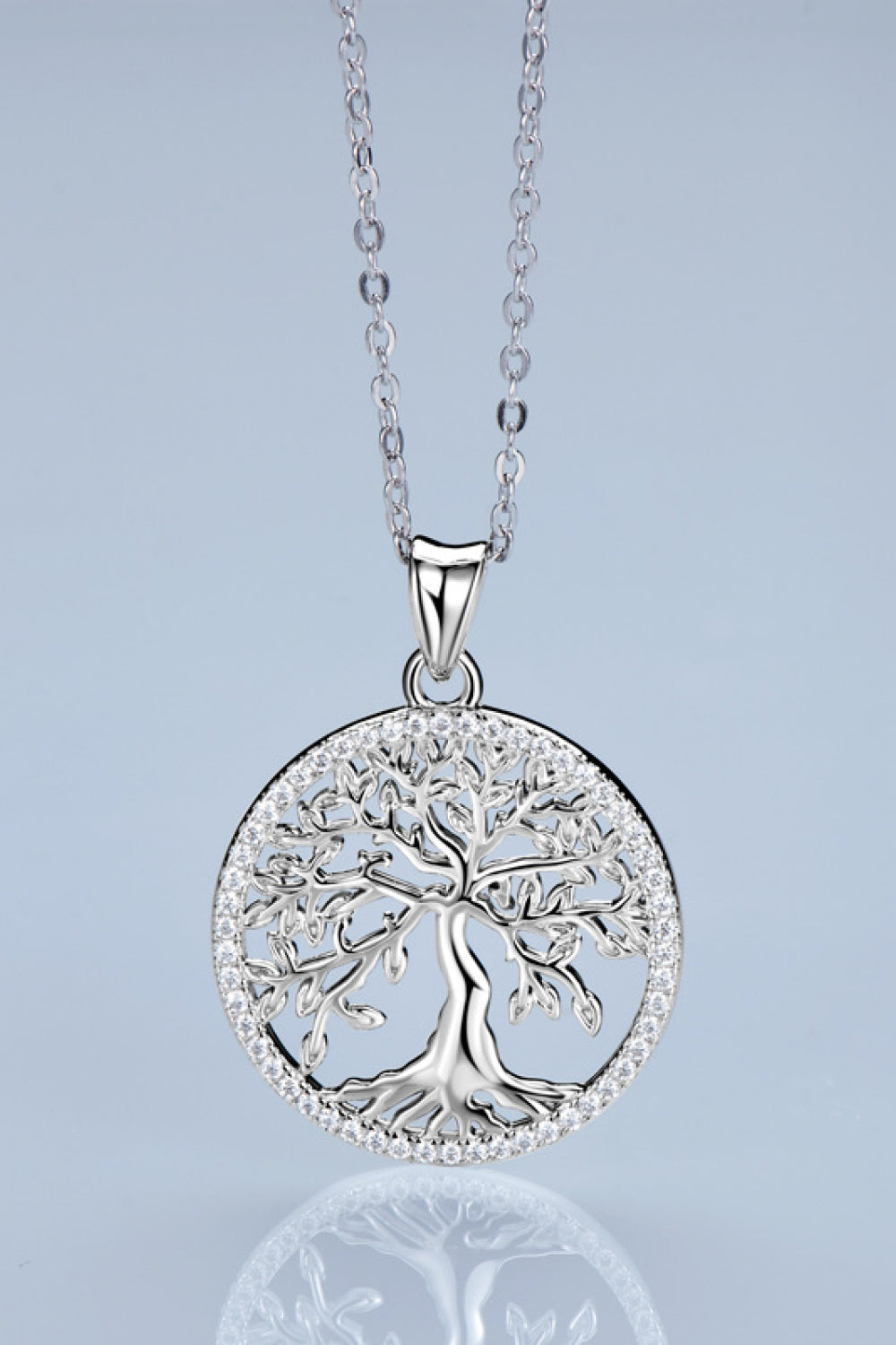 Adored 925 Sterling Silver Moissanite Tree Pendant Necklace 