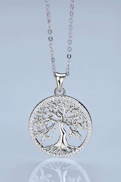 Adored 925 Sterling Silver Moissanite Tree Pendant Necklace 