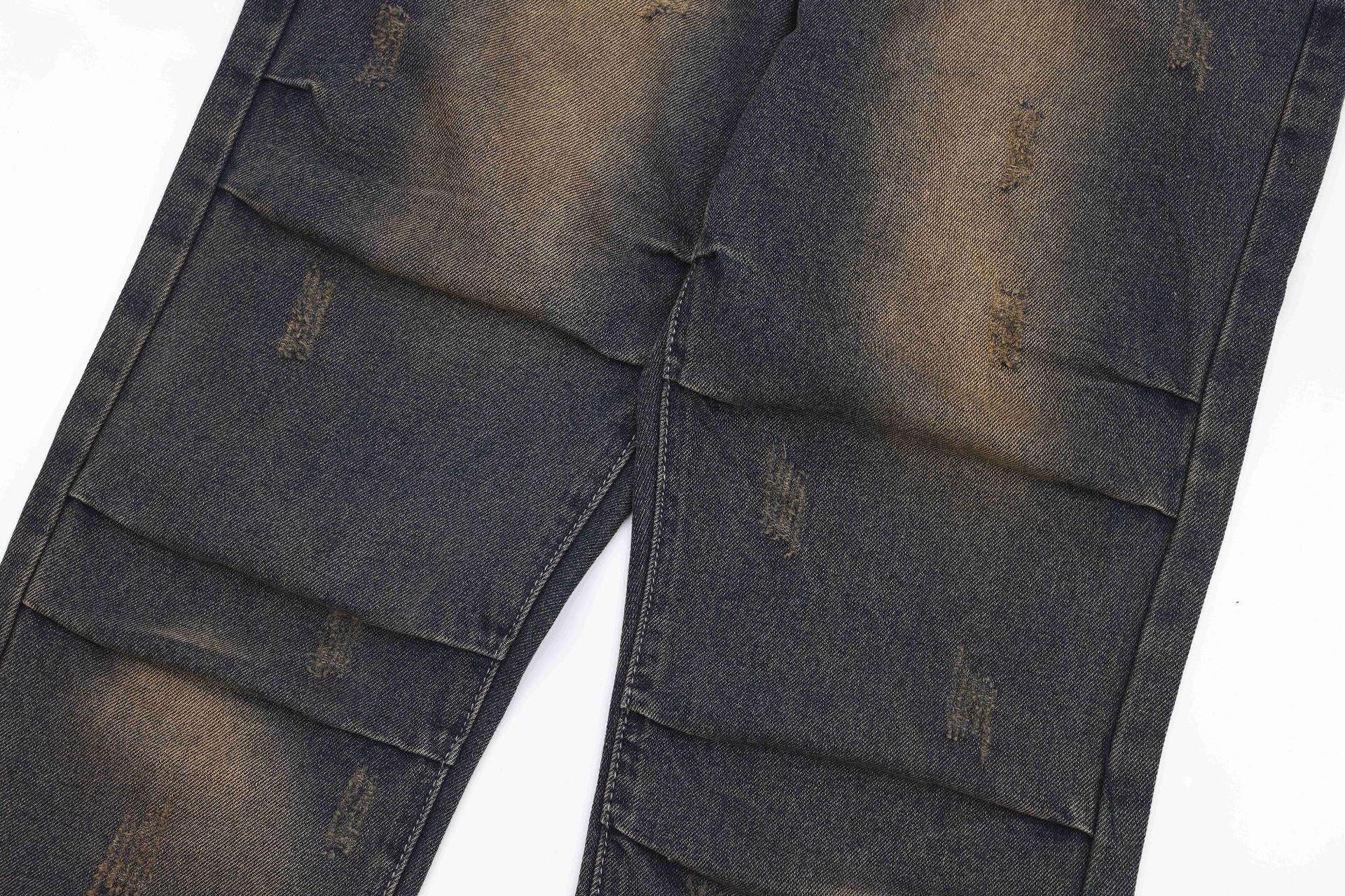 American Street Fashion Wash Denim Trousers